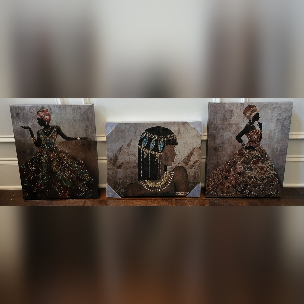 Egyptian Canvas Art with Jewel Details
